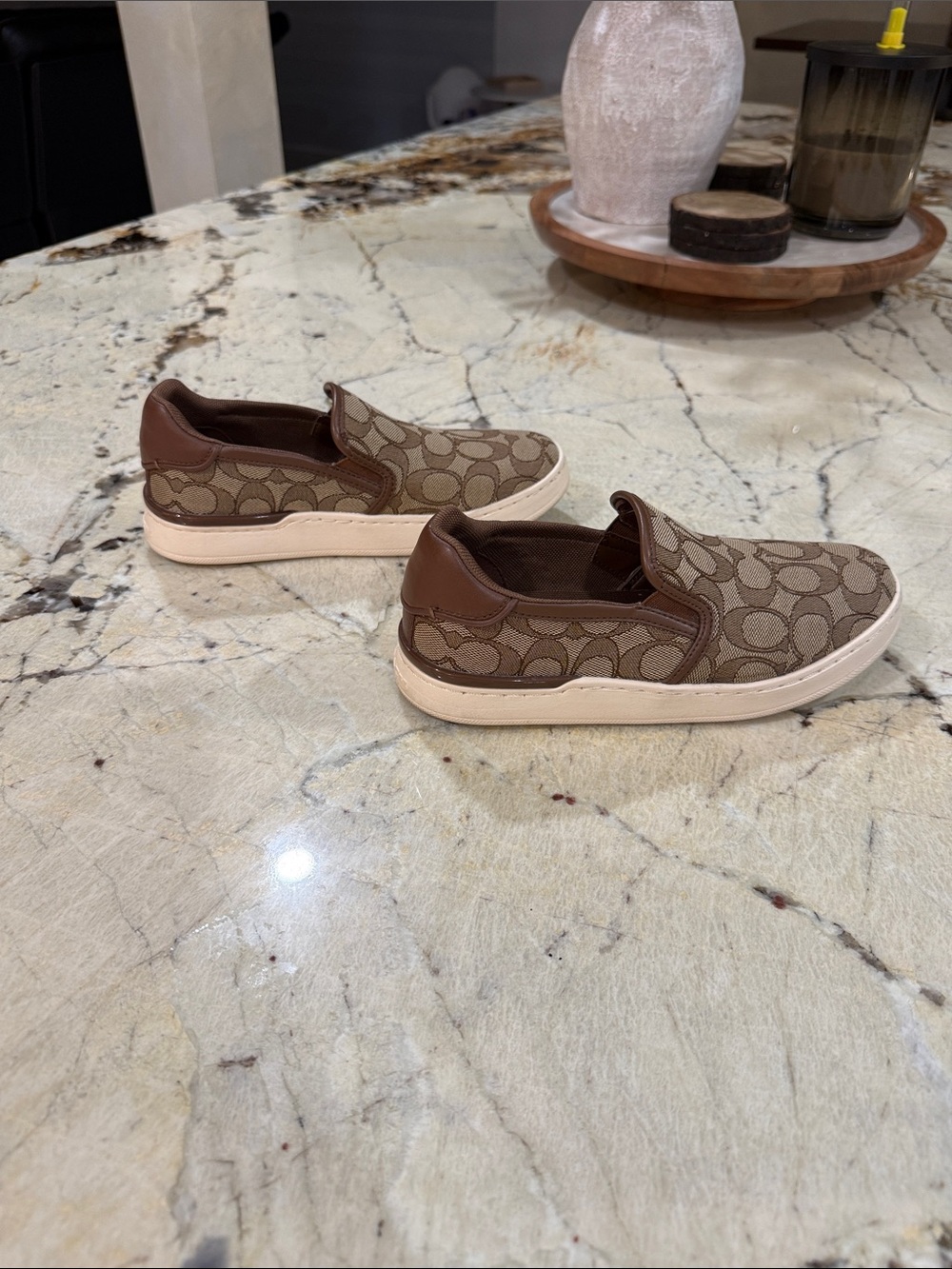 Coach Men’s Brown Signature Slip-On Sneakers - Picture 3 of 5